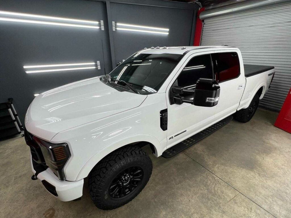 white truck after apply ceramic coating Classic details auto Sanford FL